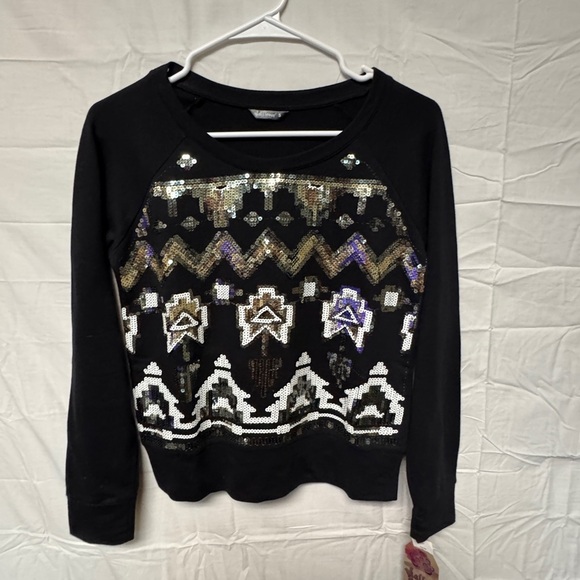 WallFlower Black Sweater with Sequin Accents - Picture 1 of 3
